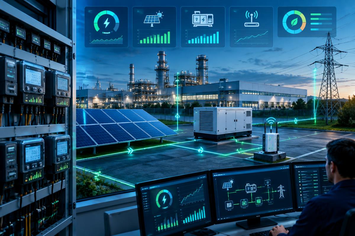 Industrial energy assets and meters connected to a GPS.al monitoring centre