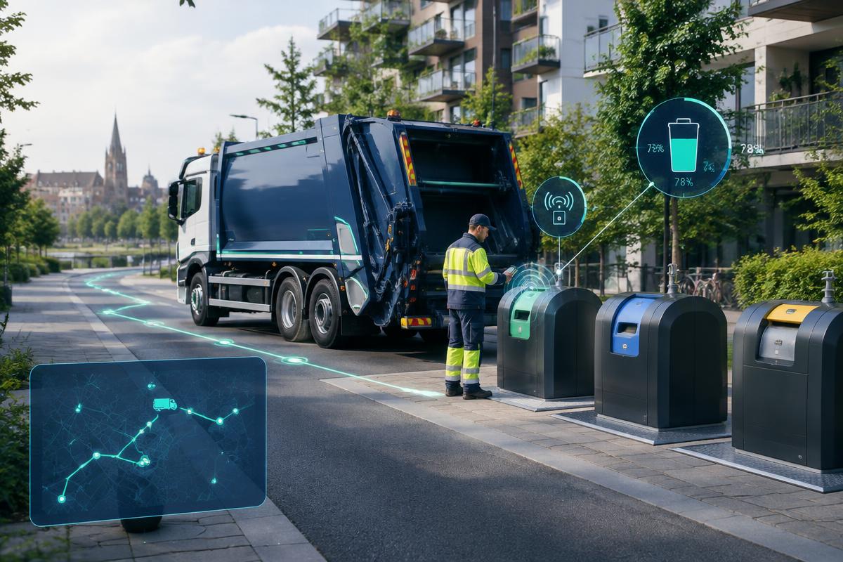 Smart municipal waste collection with connected containers and route monitoring